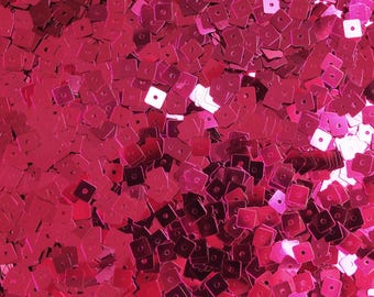Sequins 5mm Square Raspberry Pink Metallic Made in USA