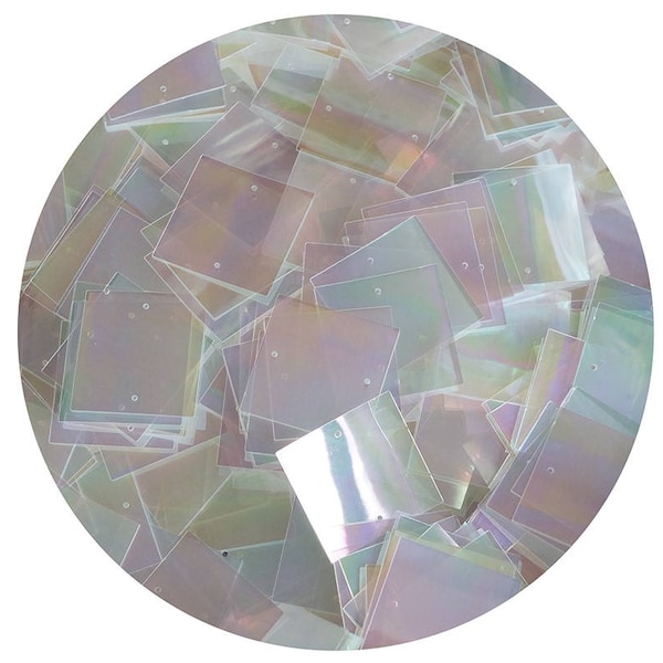 25mm Square Sequins Crystal Transparent Rainbow Iris Loose Paillettes
