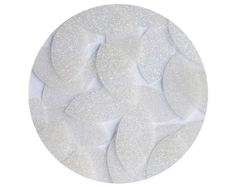 Navette Leaf Sequin 1.5 Crystal White Metallic Sparkle Glitter Texture Couture Paillettes