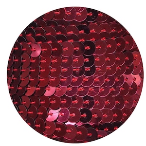 Sequin Trim 6mm Hot Cherry Wine Red Metallic Flat Stitched Sequin Embellishment