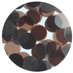 Lantejoulas redondas de 24 mm marrom chocolate transparente brilhante e fosco duo dupla face soltas lantejoulas de alta costura
