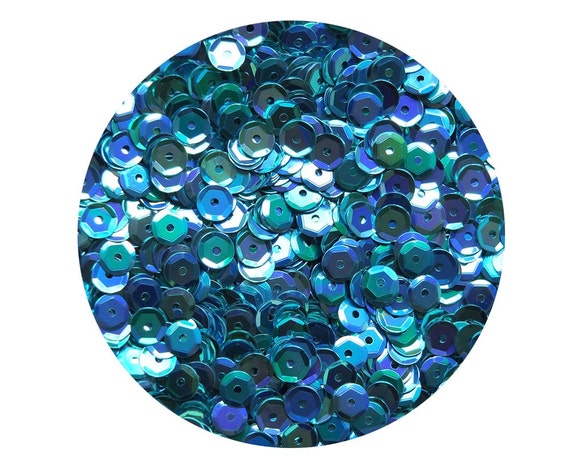 5mm Cup SEQUIN FACET PAILLETTES ~ TURQUOISE TEAL BLUE Metallic ~ Made in USA