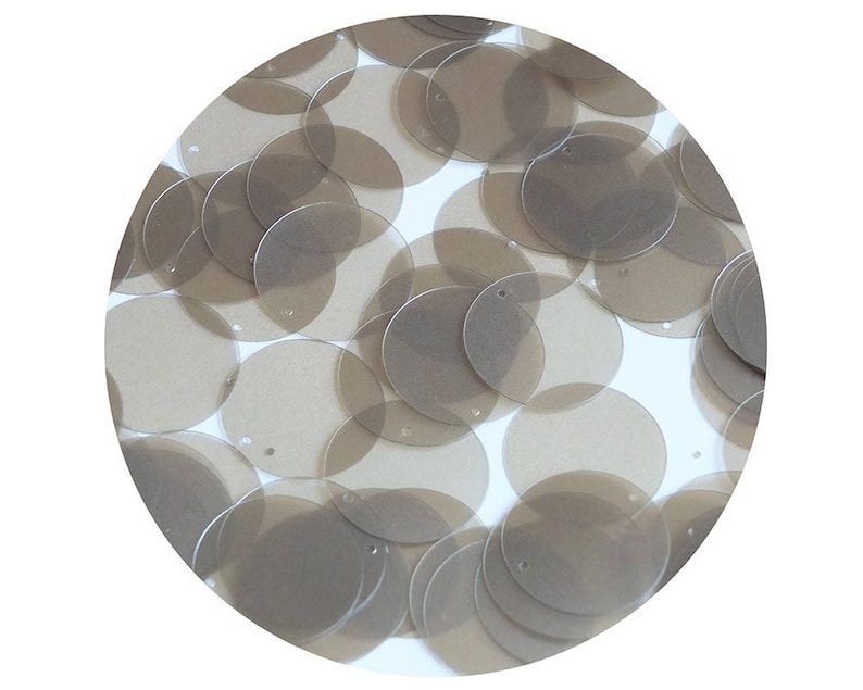 Round Sequin 24mm Light Olive Transparent Satin and Matte Duo Two Sided Loose Couture Paillettes