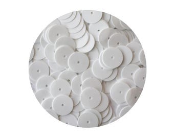 10mm Flat Sequins Opaque White Made in USA