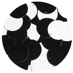 Sequin Round 30mm Black and White Duo Two Sided Opaque. Made in USA