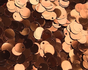 8mm Flat Sequins Copper Metallic Medium Top Hole Made in USA