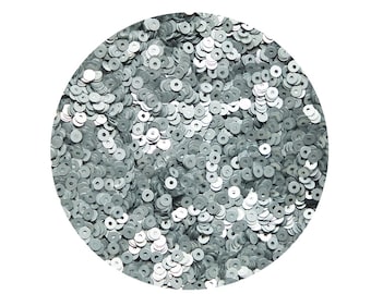 3mm Flat Round Sequins Premium Silver Silk Frost Matte Loose Paillettes. Made in USA