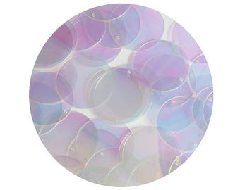 Round Sequin 30mm Crystal Crystallina Iris Mirror Iridescent Loose Couture Paillettes