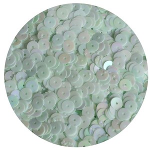 6mm Round Flat Sequins Mint Green Rainbow Iris Shiny Opaque