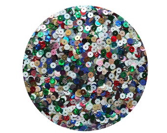 Sequin Mix Multicolor 5mm Flat Round Loose Paillettes Made in USA.