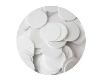 Sequin Paillettes  20mm flat round Shiny Opaque White