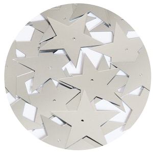 Sequin 5 point Star 1.5&quot; Silver Metallic Couture Paillettes. Made in USA