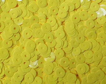 6mm Sequins Yellow Opaque Glossy Medium Center Hole Made in USA
