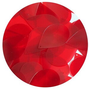 Teardrop Sequin 1.5" Ruby Red Transparente Brillante y Mate Dúo Dos Caras Sueltos De Alta Costura Paillettes