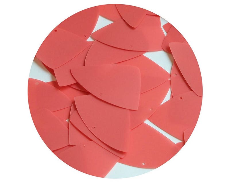 Fishscale Fin Sequin 1.5 Coral Orange Matte Satin Transparent Loose Couture Paillettes
