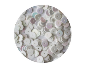 Sequins 6mm Flat White Aurora Rainbow Pearl