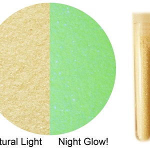 GLITTER Glow in the dark ~ Phosphorescent ~ Nightglow. Premium Quality. Vial. Halloween Party Rave Made in USA