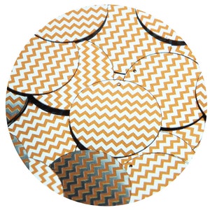 Sequin Orange Silver Chevron Zig Zag Pattern Round 30mm Couture Loose Paillettes image 1
