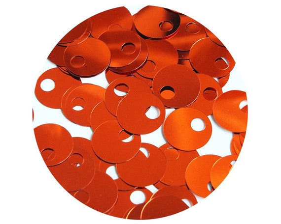 4mm Flat Strung Sequin Trim Orange Shiny Metallic Stitched 