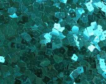 Sequins 5mm Square Teal Blue Green Metallic Made in USA