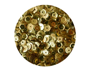 5mm Cup Sequins Gold Metallic Shiny. Made in USA.