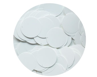 Sequin Paillettes 30mm flat round Opaque Glossy White Go Go