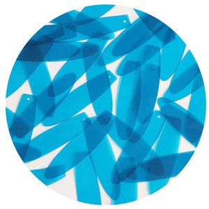 Long Drop Vinyl Shape Top Hole 1.5 inch Blue Go Go Transparent