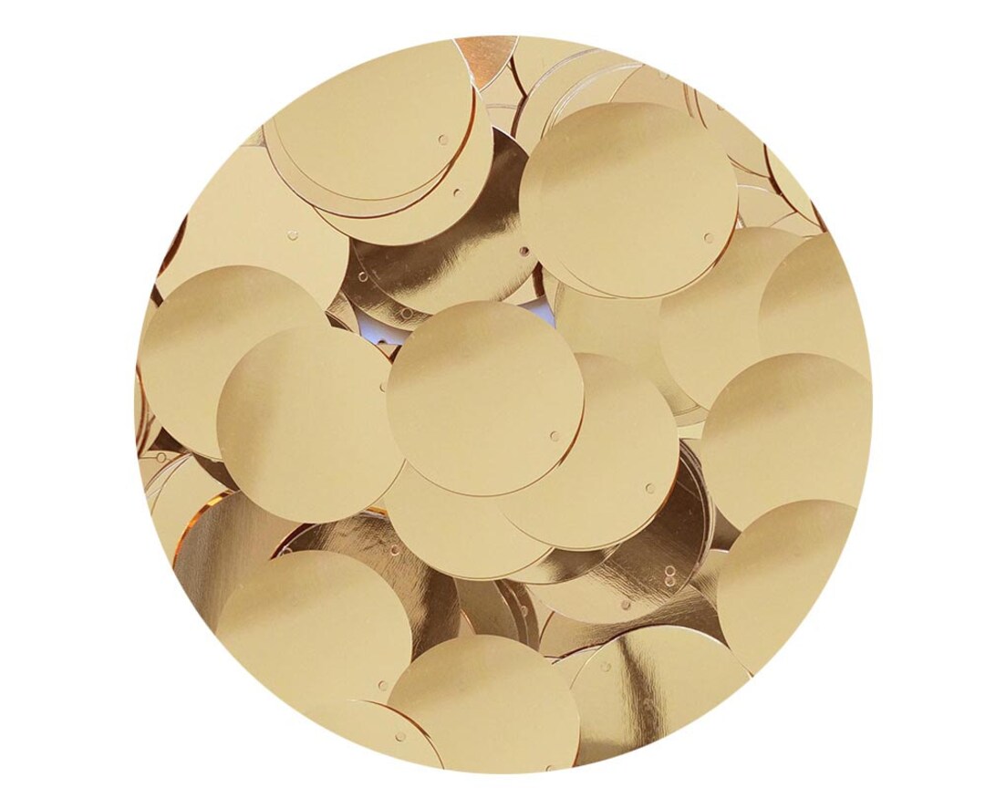 Gold Metallic Large Sequin Paillettes Flat Round Loose 1