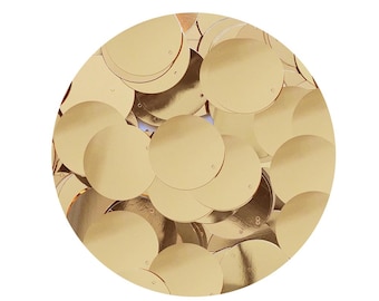 Gold Metallic Large Sequin Paillettes Flat Round Loose 1 inch (24mm)