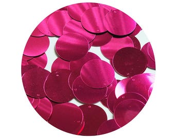 Round Sequin 24mm Fuchsia Pink Metallic Loose Couture Paillettes