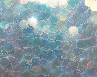 10mm Sequins Crystal Ultra Shiny Rainbow Iris Cool Blue Hue Top Hole Made in USA