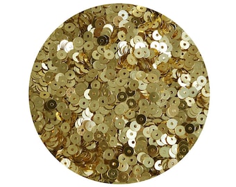 4mm Round Flat Sequins Rich Egyptian Gold Shiny Metallic. Made in USA