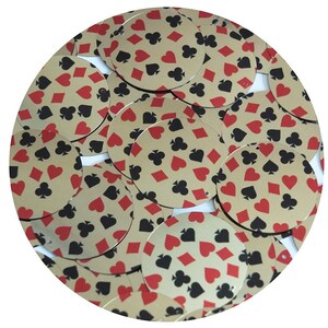 Sequin Round 30mm Playing Card Clubs Hearts Spades Diamonds Gold Metallic