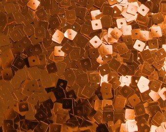 Sequins 5mm Square Orange Metallic Made in USA