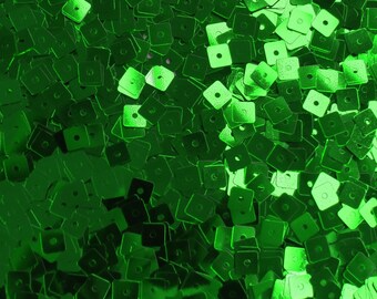 Sequins 5mm Square Green Metallic Made in USA