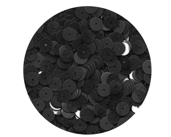 5mm Flat Sequin ~ Black Leather Effect ~ Loose Paillette Made in USA