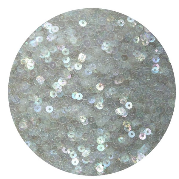 3mm Flat Round Sequins Light Crystal Rainbow Iris Iridescent Loose Paillettes. Made in USA