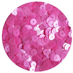 6mm Round Flat Sequins Hot Pink Satin Opaque