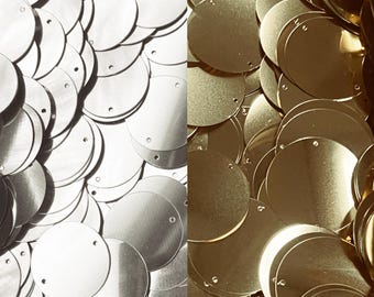 2 Hole Sequins Gold Silver 20mm 24mm 30mm Made in USA