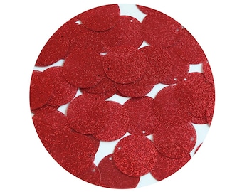 Lentejuelas redondas planas de 24 mm (1"), color rojo oscuro metalizado con textura brillante. Lentejuelas de alta costura. Hechas en EE. UU.