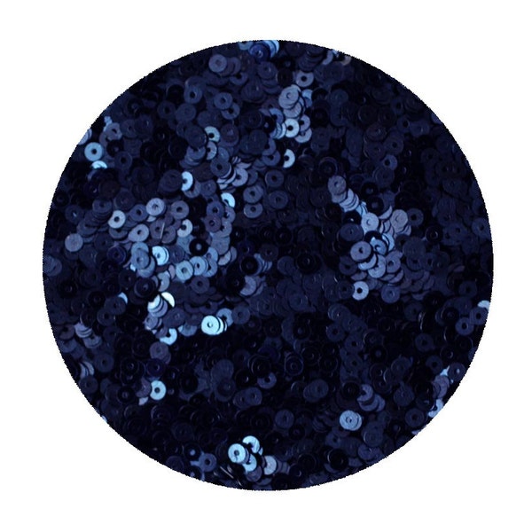 3mm Flat Round Sequins Navy Blue Metallic. Made in USA