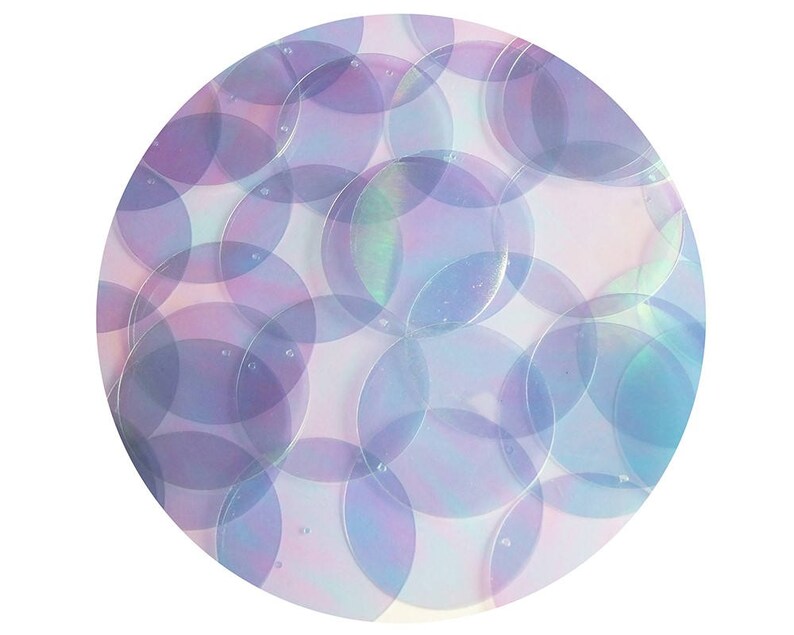 Sequin Round 1.5 Sapphire Blue Transparent Crystal Rainbow Iris Iridescent Made in USA