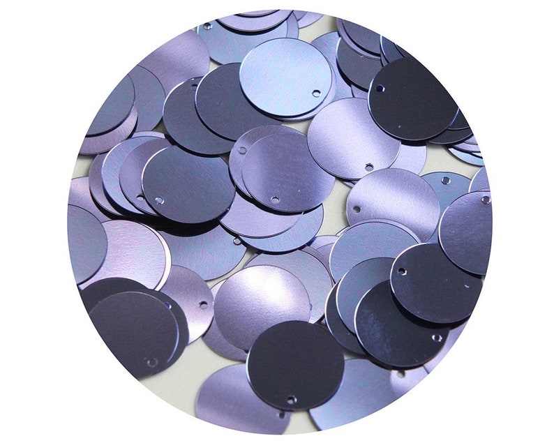 Made in USA Couture paillettes Round Flat Sequin 18mm Top Hole Dark Orchid Lavender Shiny Metallic