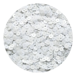 Sequins 6mm Flat Round White Velvet Velour Flocked Fuzzy Premium Bridal Paillettes