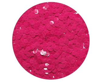 Sequins 6mm Flat Round Paillettes Fuchsia Pink Opaque Glossy