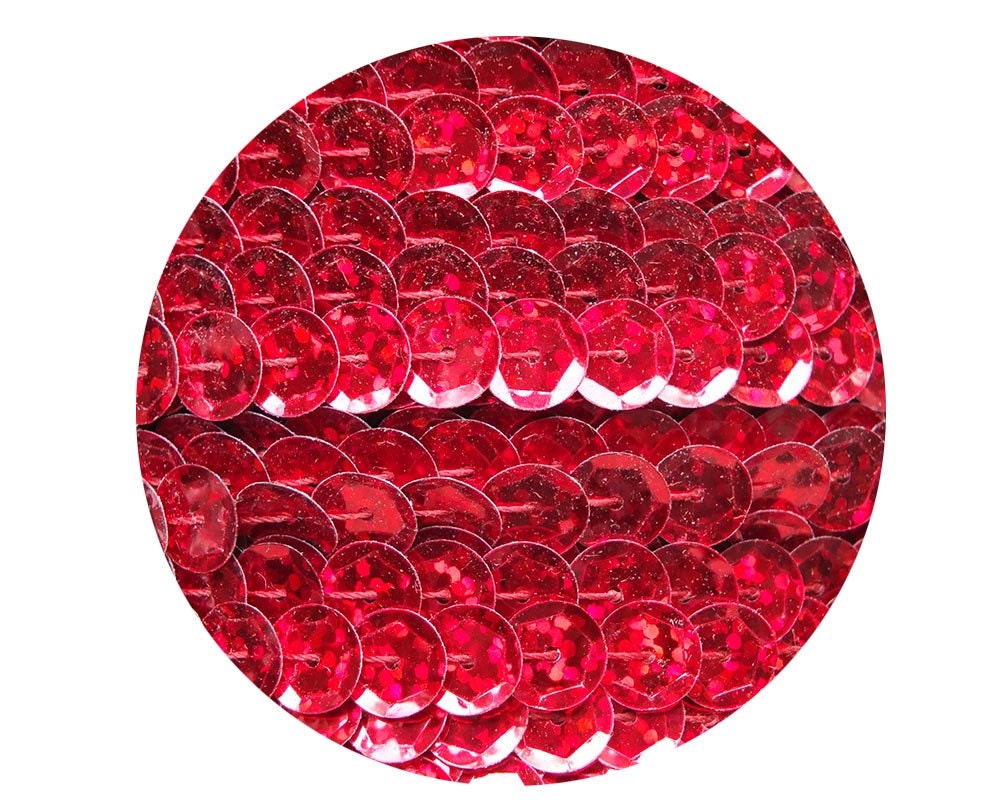 Sequin Trim 8mm Red Hologram Glitter Sparkle Metallic - SequinsUSA
