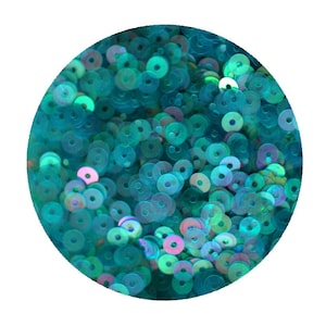 4mm Flat Sequins Peacock Teal blue green Frost Iridescent Rainbow