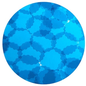 Round Ruffle Edge Vinyl Shape Top Hole 30mm Blue Go Go Transparent