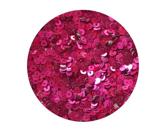 6mm Flat SEQUIN Loose PAILLETTES ~ FUCHSIA PINK Metallic ~ Round ~ Made in USA