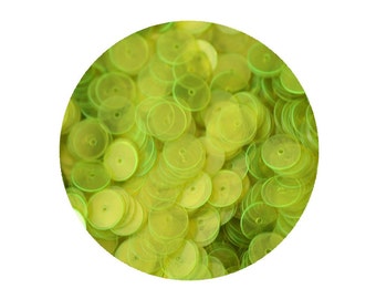 Pailletten 8mm Flat Geel Fluorescerend Neon Transparant See-Thru